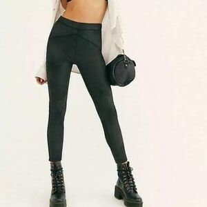 NWT Free People black vegan suede leggings L